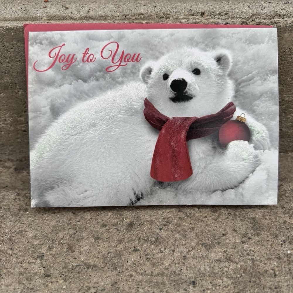 National Geographic Polar Bear Christmas Card‎ Glittery